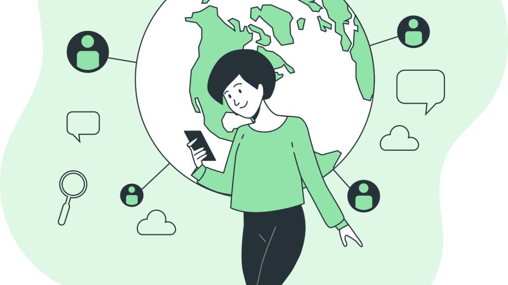 Illustration of woman looking at phone