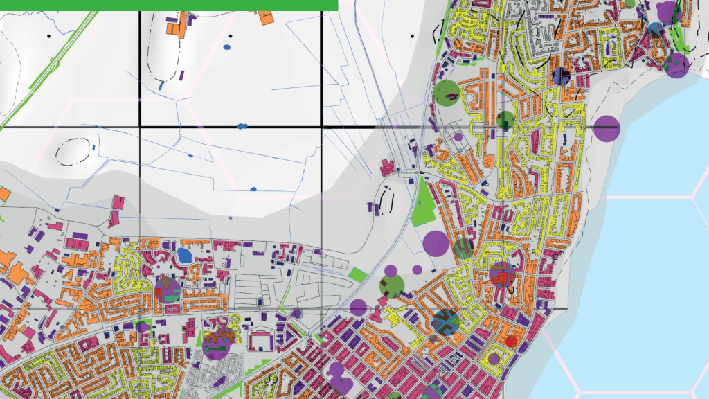 Book cover featuring colorful aerial map 